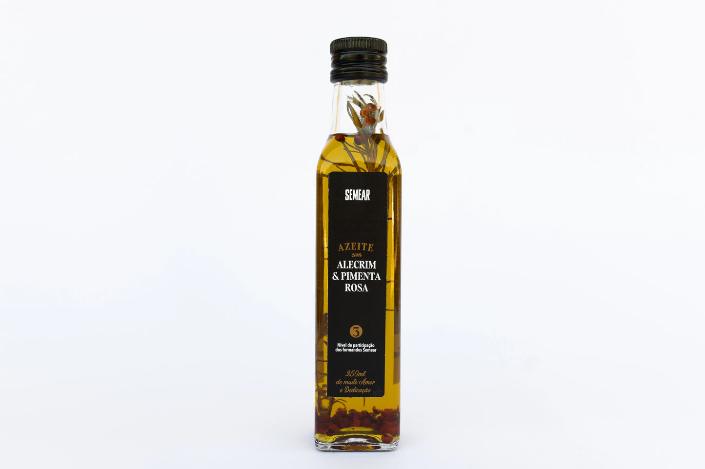 Azeite c/ Alecrim e Pimenta Rosa Semear 250 ml.